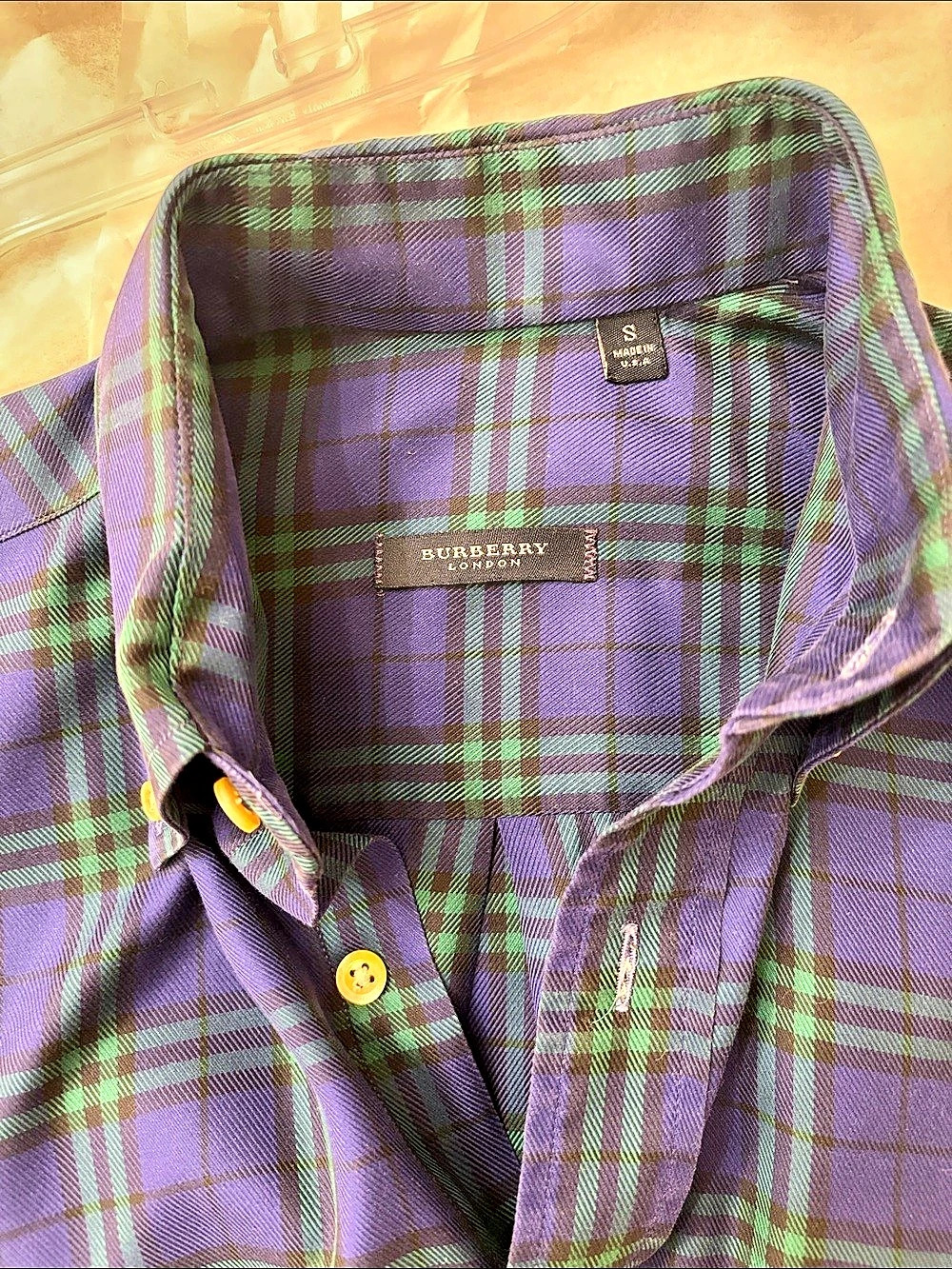 Burberry London Blue & Green Plaid Long Sleeve Button Down Shirt